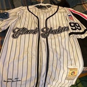 Black Yankees authentic jersey, size small